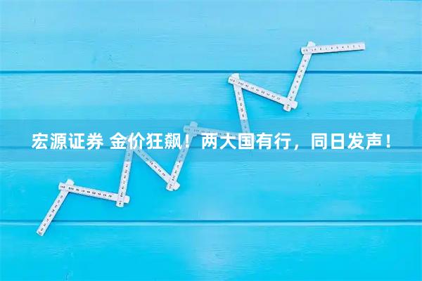 宏源证券 金价狂飙！两大国有行，同日发声！