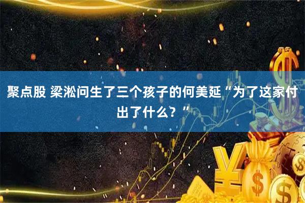 聚点股 梁淞问生了三个孩子的何美延“为了这家付出了什么？”