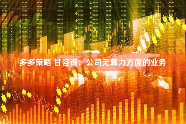 多多策略 甘咨询：公司无算力方面的业务